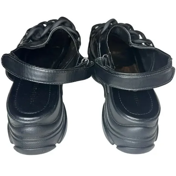 Azalea Wang Skyler Chunky Platform Sandals Size 10 Black Ankle Strap - Picture 4 of 7